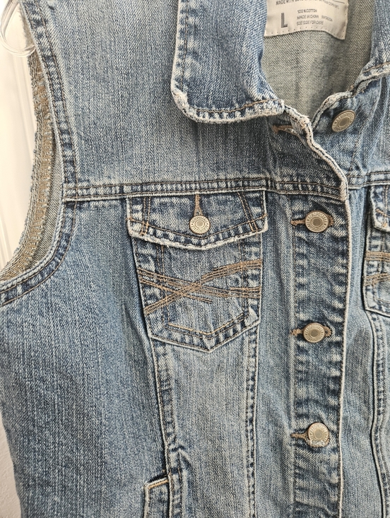 Aéropostale Distressed Blue Denim Vest - Picture 7 of 14